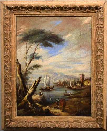 Antiquités - Paire de paysages còtiers Vénitiens, cercle de Francesco Guardi (1712-1793)